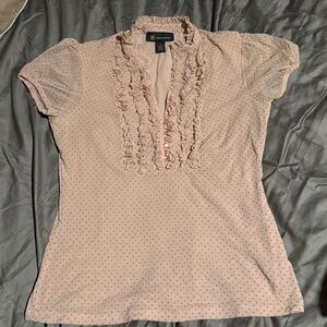 INC International Concepts Pink/Black Polka Dots Ruffle Top (Vintage)
